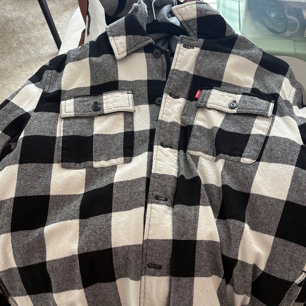 Levi's Black and White Plaid Shirt Jacket